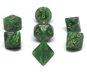 CHX27435 GREEN/GOLD VORTEX 7PC POLYHEDRAL DICE SET image 0